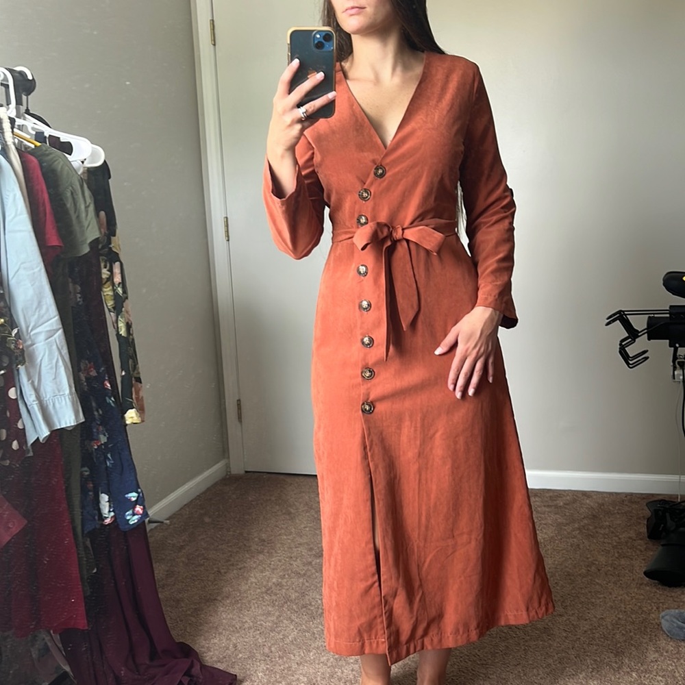 Lulus burnt orange wrap dress size S
